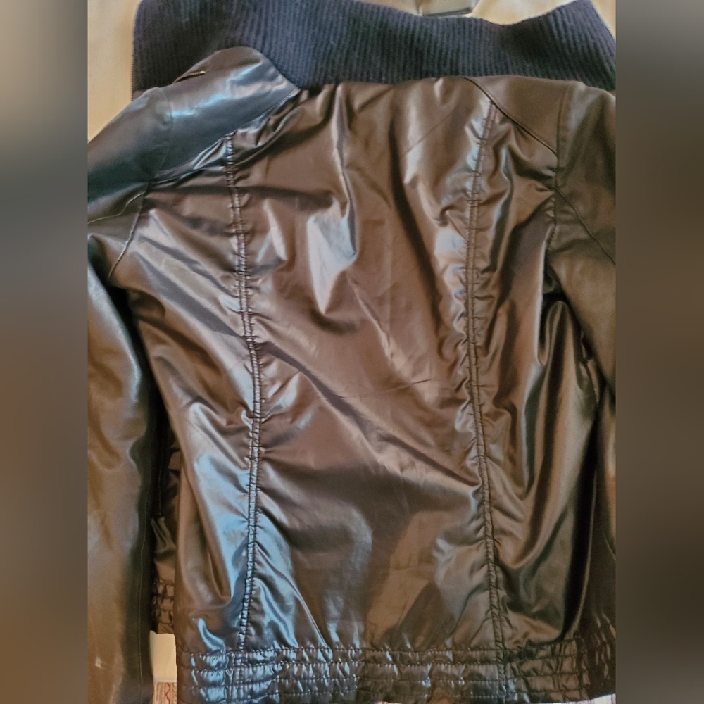 Mackage two part Black Lamb Skin Leather Jacket with Ribbed Collar - Picture 10 of 15